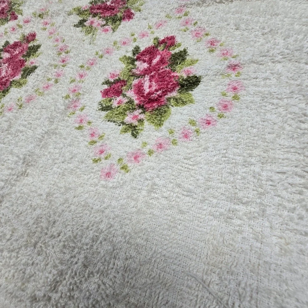 Vintage Cottage Floral Fruit the Loom Dish‎ Towel 100% Cotton Kitchen Granny USA